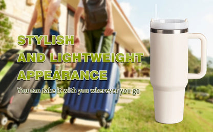 1200ml Stainless Steel Insulated Straw Water Bottle Thermal Coffee Car