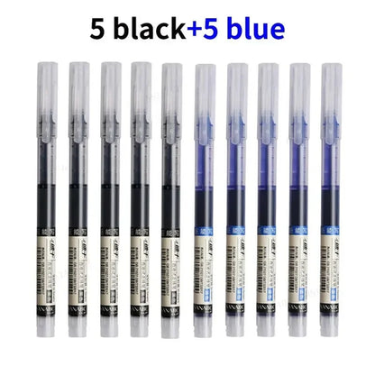 10Pcs/set High Quality Needle Type Gel Pens Straight Liquid Ballpoint