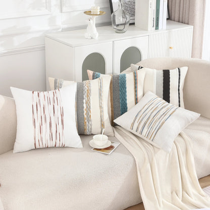 Boho Striped Chenille Throw Pillowcases Square