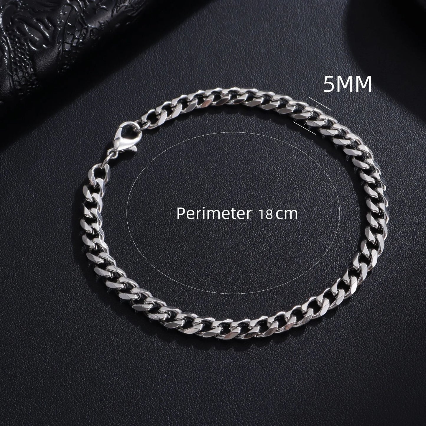 New Trendy Cuban Chain Men Bracelet Classic Stainless Steel 3/5/7/9mm