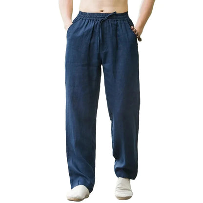 Men's Beach Pants Joggers  Streetwear Cotton Linen Sweatpants Casual