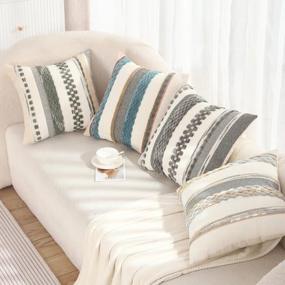Boho Striped Chenille Throw Pillowcases Square
