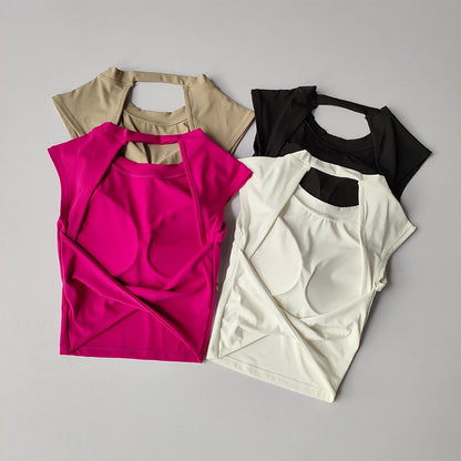 Sexy Short Backless Fixed Chest Pad Sports T-shirt Vest Women's Tight