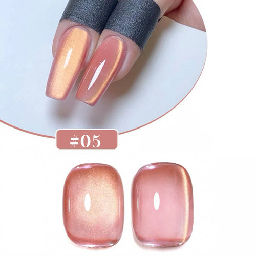 1/5PCS SS25 Cat Eye Gel Polish w/Glass Beads & Crystal, 5 Colors Salon