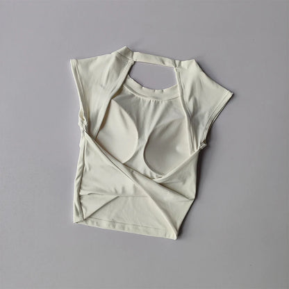 Sexy Short Backless Fixed Chest Pad Sports T-shirt Vest Women's Tight