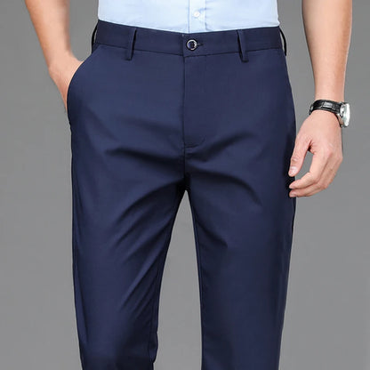 Male Pants Stretch Solid Black Smart Casual Men's Trousers Office