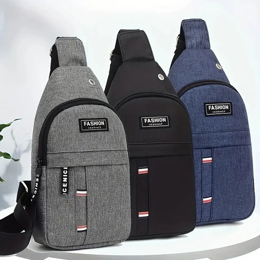 Men's Small Canvas Crossbody Chest Bag, Multifunctional Sling Bag For