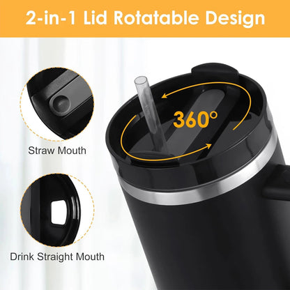 1200ml Stainless Steel Insulated Straw Water Bottle Thermal Coffee Car