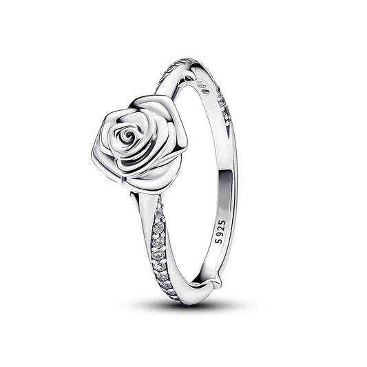 New in 925 Sterling Silver Rose Flower Statement Ring For Women