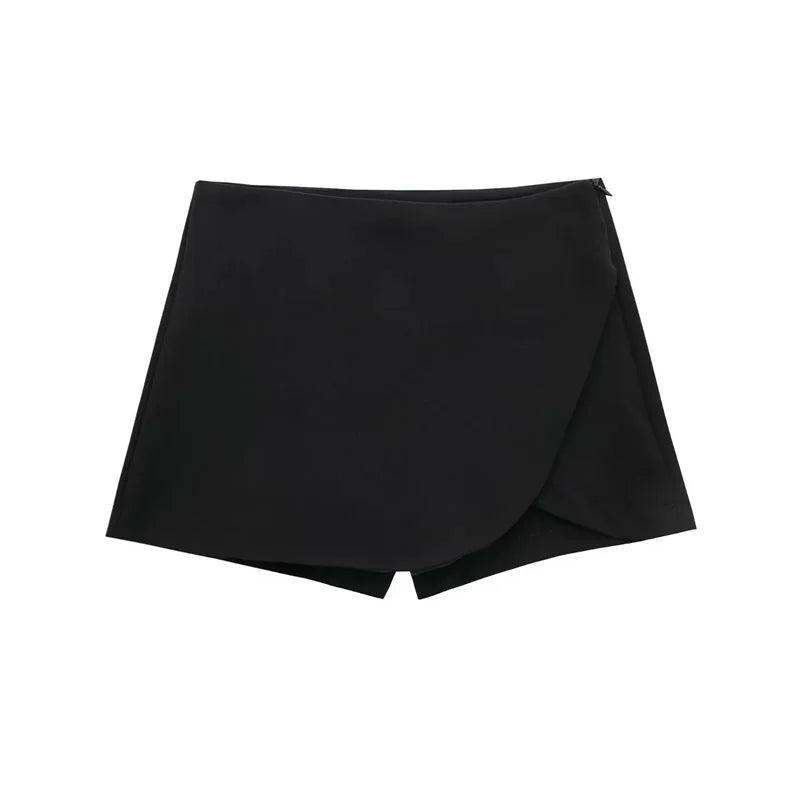 MUJER 2025 Black Mini Skirt Shorts Woman Fashion Asymmetric Skort For