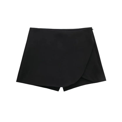 MUJER 2025 Black Mini Skirt Shorts Woman Fashion Asymmetric Skort For