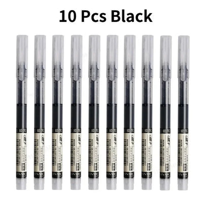 10Pcs/set High Quality Needle Type Gel Pens Straight Liquid Ballpoint