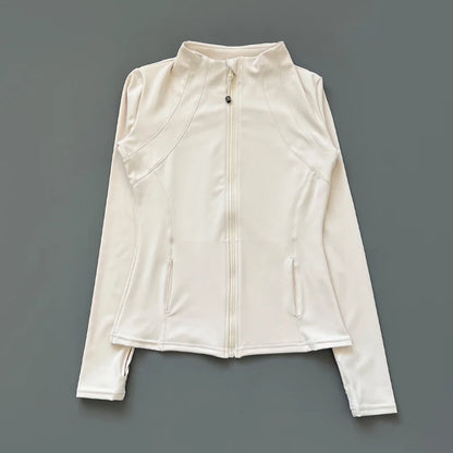 Quick Dry Stand Up Collar Fitness Jacket For Women Slim-Fit Zipper