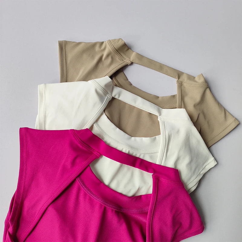 Sexy Short Backless Fixed Chest Pad Sports T-shirt Vest Women's Tight