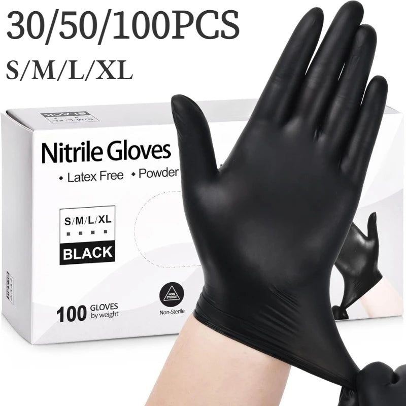 30/50/100PCS Black Nitrile Gloves Household Kitchen Bathroom Cleaning