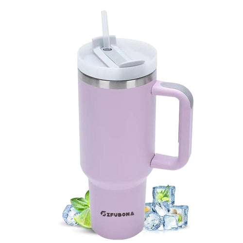 1200ml Stainless Steel Insulated Straw Water Bottle Thermal Coffee Car