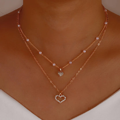 Exquisite Rhinestone Heart Pendant Necklace