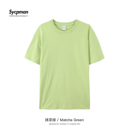 180gsm Cotton Solid Tshirts Mens Short Sleeve Fashion Brand Trend