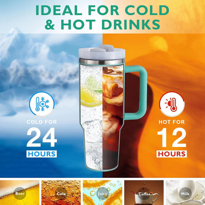 1200ml Stainless Steel Insulated Straw Water Bottle Thermal Coffee Car