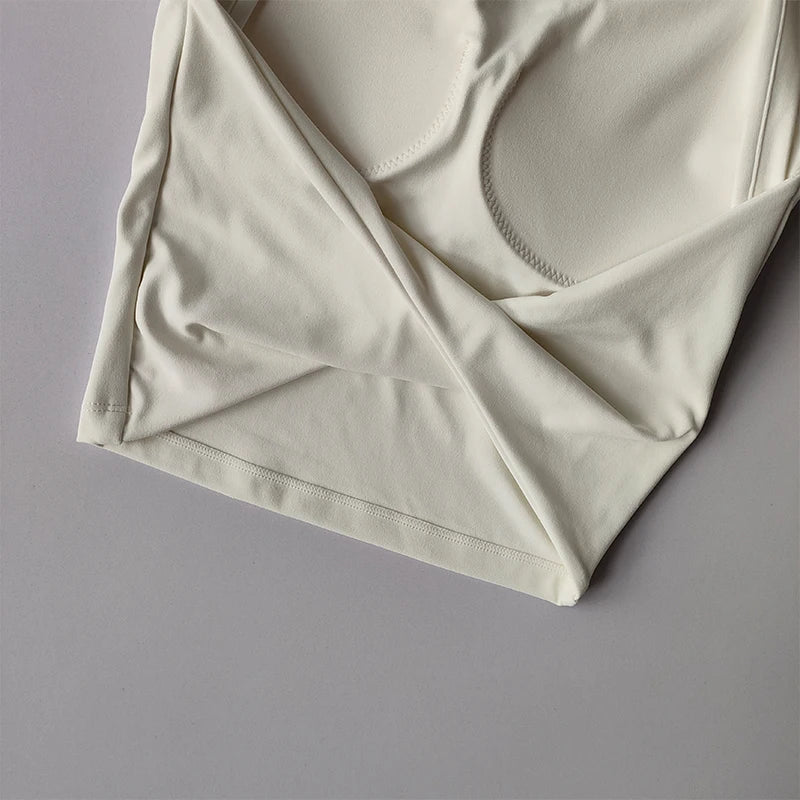 Sexy Short Backless Fixed Chest Pad Sports T-shirt Vest Women's Tight