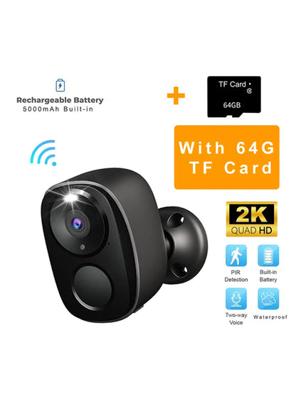 Security Cameras Wireless Outdoor, 2K Battery Powered WiFi Camera AI
