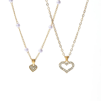 Exquisite Rhinestone Heart Pendant Necklace