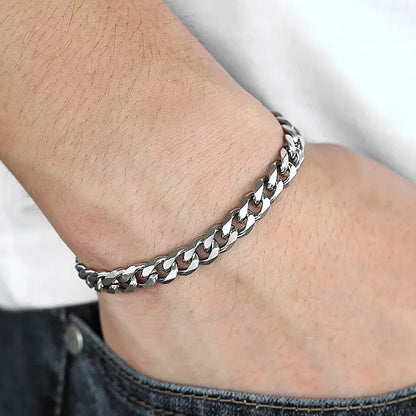 New Trendy Cuban Chain Men Bracelet Classic Stainless Steel 3/5/7/9mm