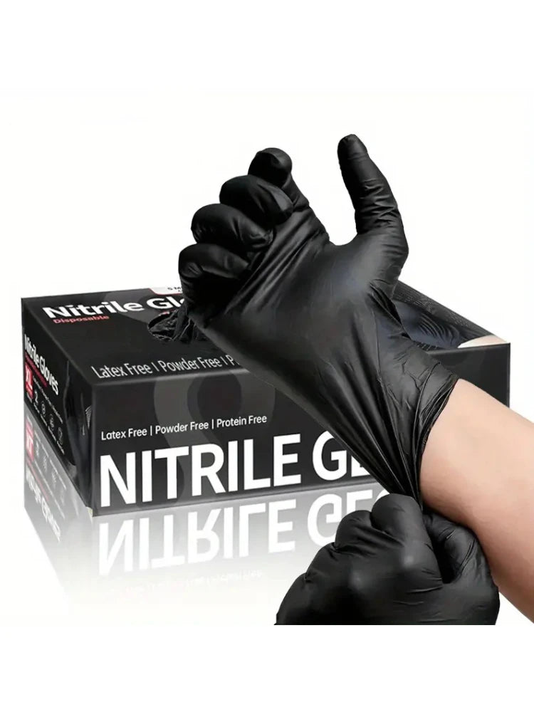 100/50/20PCS Black Nitrile Gloves Disposable Thick Powder Free