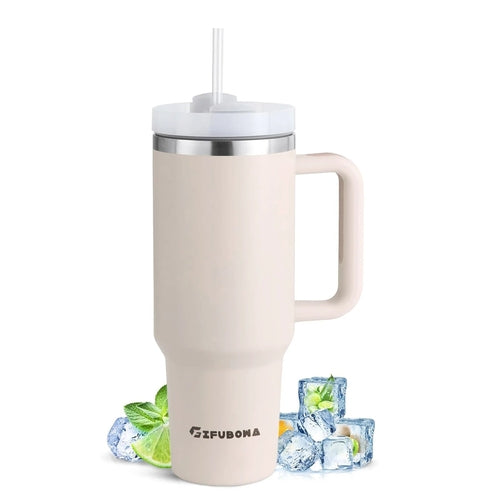 1200ml Stainless Steel Insulated Straw Water Bottle Thermal Coffee Car