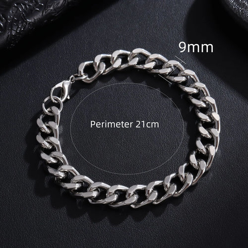 New Trendy Cuban Chain Men Bracelet Classic Stainless Steel 3/5/7/9mm