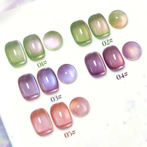 1/5PCS SS25 Cat Eye Gel Polish w/Glass Beads & Crystal, 5 Colors Salon