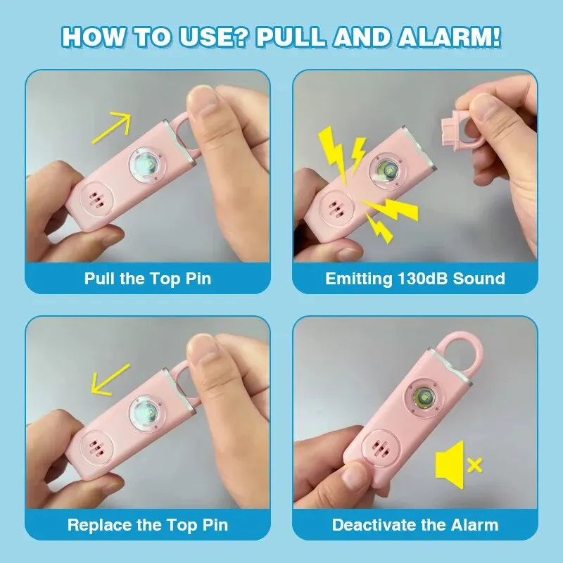 Personal Safety Siren Alarm for Women 130dB Siren Strobe & Key Chain 3