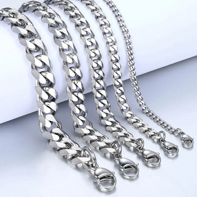 New Trendy Cuban Chain Men Bracelet Classic Stainless Steel 3/5/7/9mm
