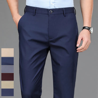 Male Pants Stretch Solid Black Smart Casual Men's Trousers Office