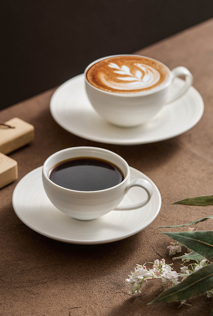 Artisan White Coffee Cup & Ceramics Set with Brushed Texture – Elegant