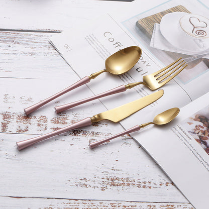 304 Stainless Steel Steak Cutlery Set - Knife, Fork, Spoon & Coffee Sp