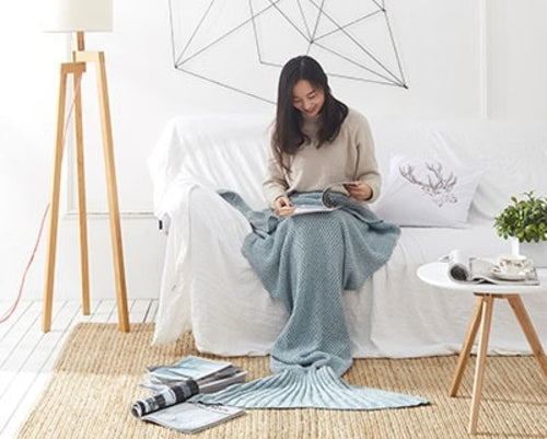 Soft Knitted Mermaid Tail Blanket Crochet Handmade