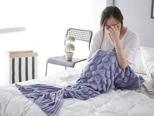 Soft Knitted Mermaid Tail Blanket Crochet Handmade