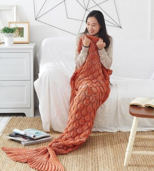 Soft Knitted Mermaid Tail Blanket Crochet Handmade
