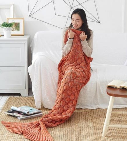 Soft Knitted Mermaid Tail Blanket Crochet Handmade