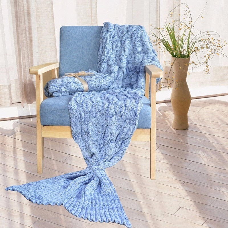 Soft Knitted Mermaid Tail Blanket Crochet Handmade