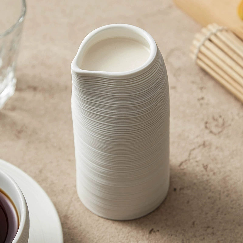 Minimalist Textured Ceramic Cup – 245ml White Modern Drinkware
