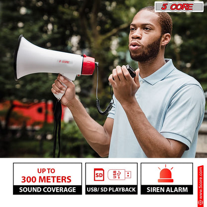5Core Megaphone Bullhorn Speaker 50W Bull Horn Cheer Megafono 300