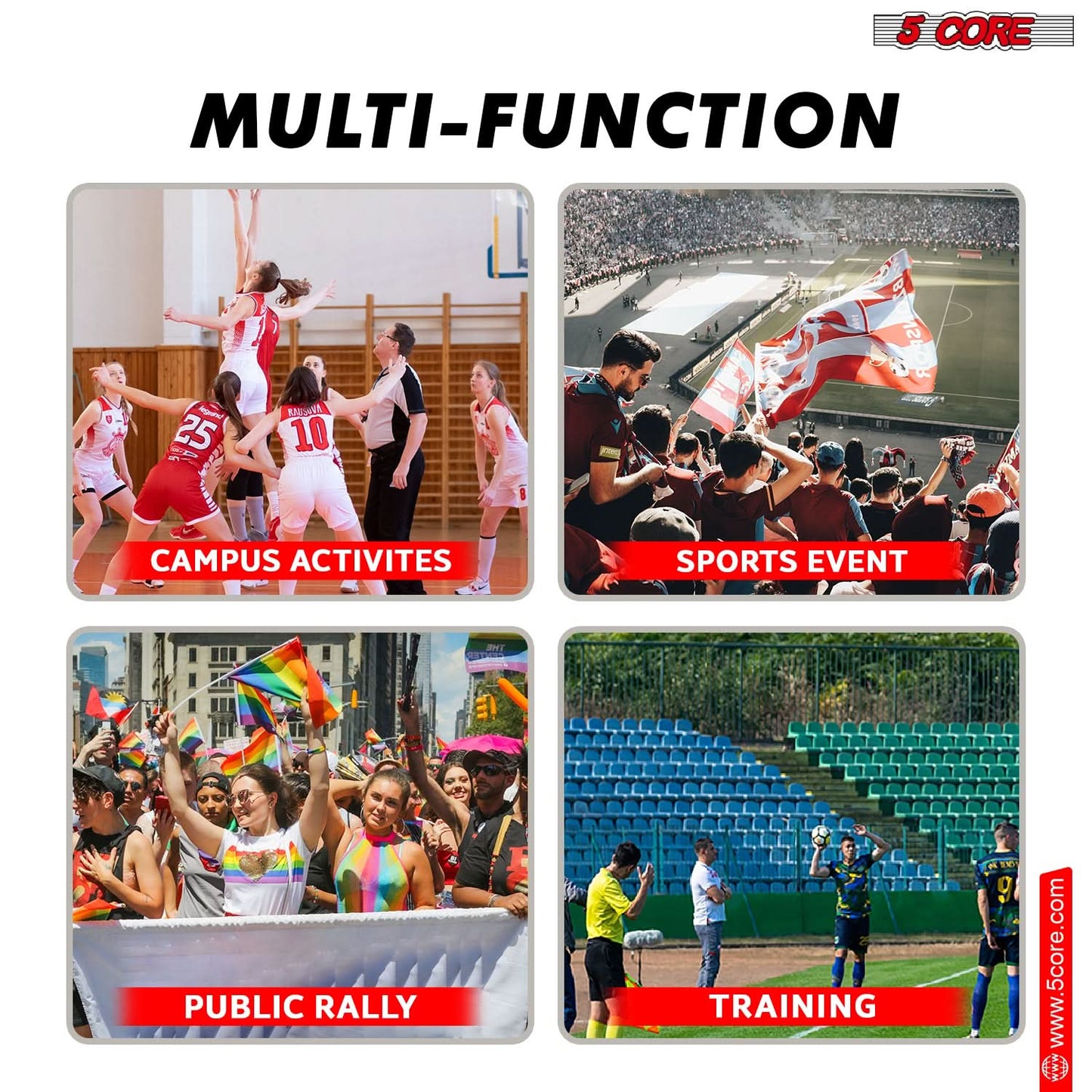 5Core Megaphone Bullhorn Speaker 30W Mini Bull Horn Battery Power