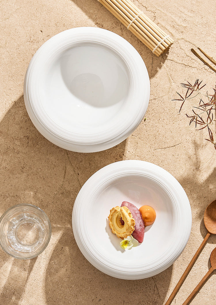 Double-Layer Artistic Ceramic Bowl – Deep Western-Style Soup Plate wit