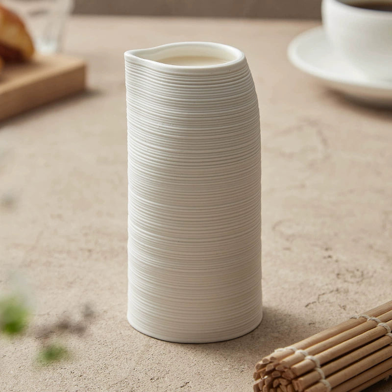 Minimalist Textured Ceramic Cup – 245ml White Modern Drinkware
