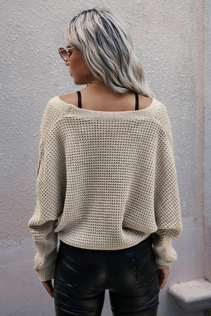 V Neck Cross Knit Sweater
