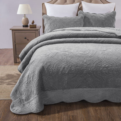 DaDa Bedding Elegant Micro Fleece Sherpa Bedspread Blanket Set -