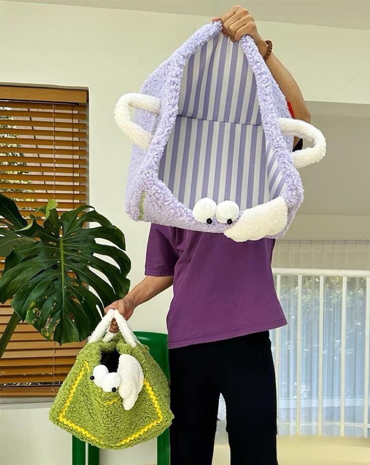 Whimsical Eclectic Big Eyes Plush Cute Laundry Storage Baskets - Laund