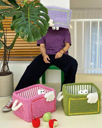 Whimsical Eclectic Big Eyes Plush Cute Laundry Storage Baskets - Laund